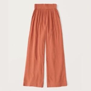 ABERCROMBIE & FITCH Wide Leg Pull On Gauze Pants Paprika Orange Sz XS {3V21}